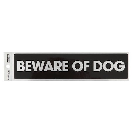 Decal Beware Of Dog 2 In X 8.5 In, Brushed Chrome